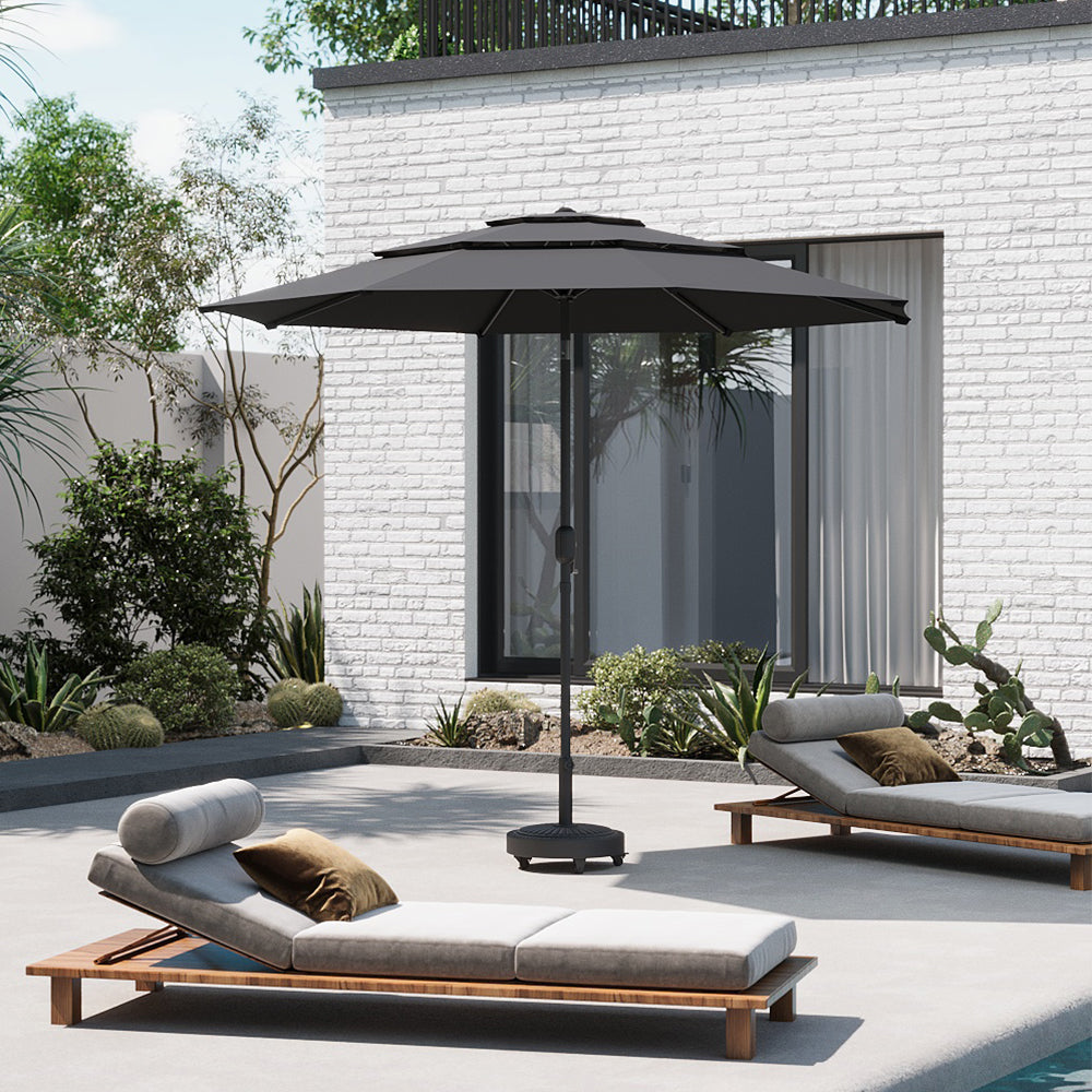 2.93M Garden 3 Tier Parasol Umbrella with Base