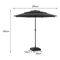 2.93M Garden 3 Tier Parasol Umbrella with Base