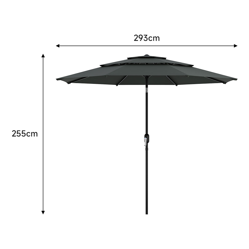 2.93M Garden 3 Tier Parasol Umbrella with Base