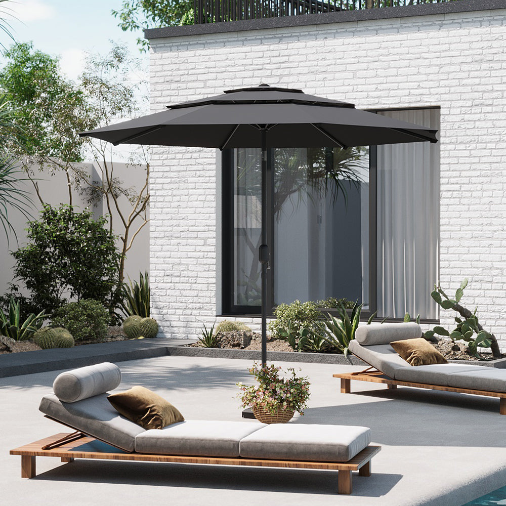 2.93M Garden 3 Tier Parasol Umbrella with Base