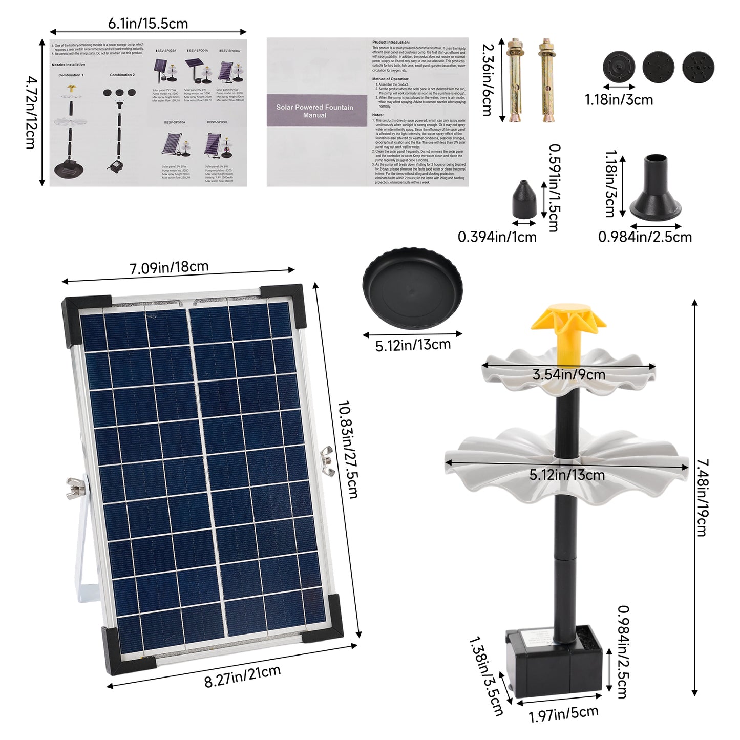 Solar-Powered Water Fountain Pump Garden Feature