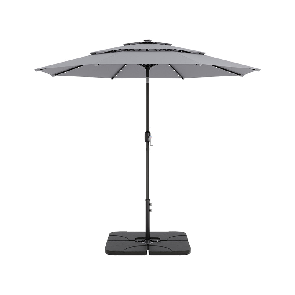 Grey Garden 3 Tier Parasol Umbrella with Base