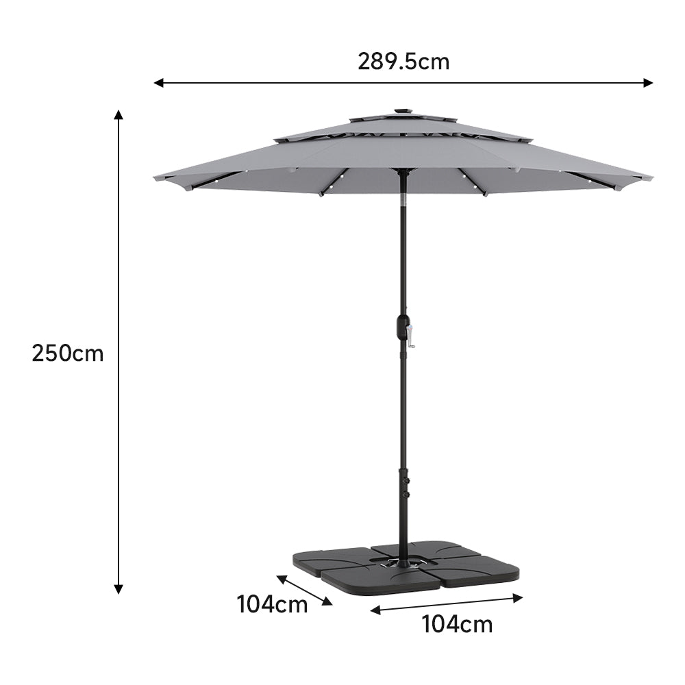 Grey Garden 3 Tier Parasol Umbrella with Base
