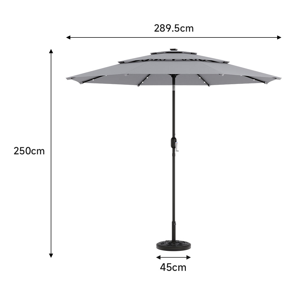 Grey Garden 3 Tier Parasol Umbrella with Base