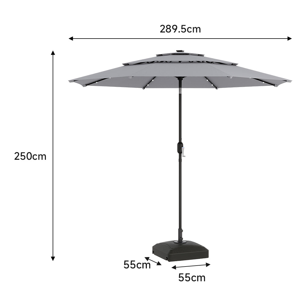 Grey Garden 3 Tier Parasol Umbrella with Base