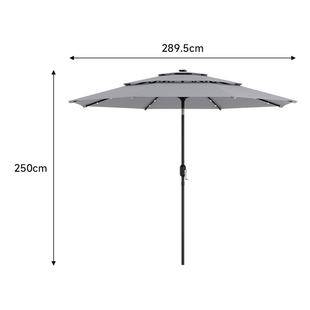 Grey Garden 3 Tier Parasol Umbrella with Base