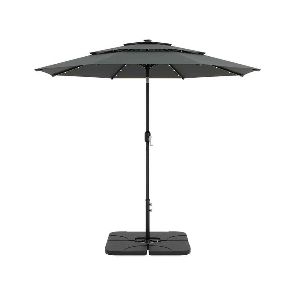 Grey Garden 3 Tier Parasol Umbrella with Base