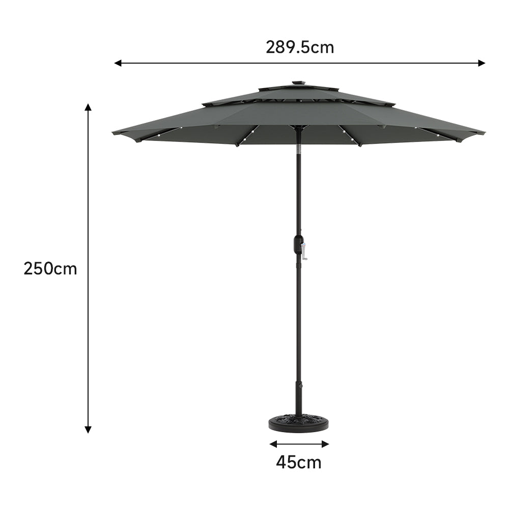 Grey Garden 3 Tier Parasol Umbrella with Base