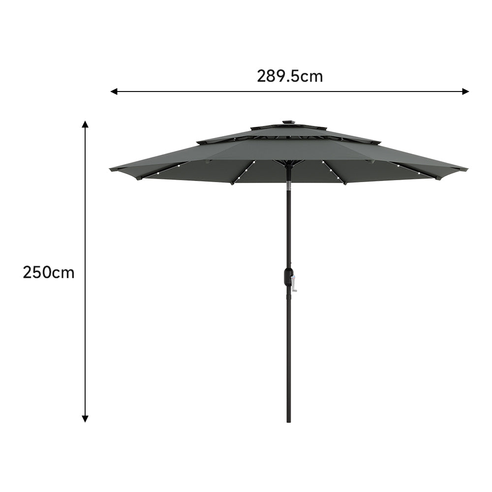 Grey Garden 3 Tier Parasol Umbrella with Base