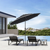 Grey Garden 3 Tier Parasol Umbrella with Base