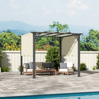 Retractable Canopy Pergola Providing Sunshade in Outdoor Dining Space