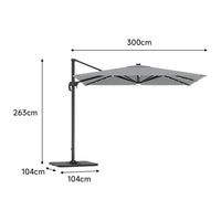 3M Garden Square Cantilever Parasol Umbrella with LED Lights