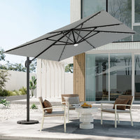 3M Garden Square Cantilever Parasol Umbrella with LED Lights