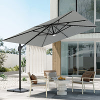 3M Garden Square Cantilever Parasol Umbrella with LED Lights