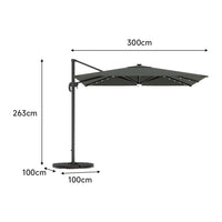 3M Garden Square Cantilever Parasol Umbrella with LED Lights