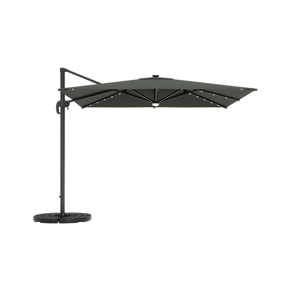 3M Garden Square Cantilever Parasol Umbrella with LED Lights