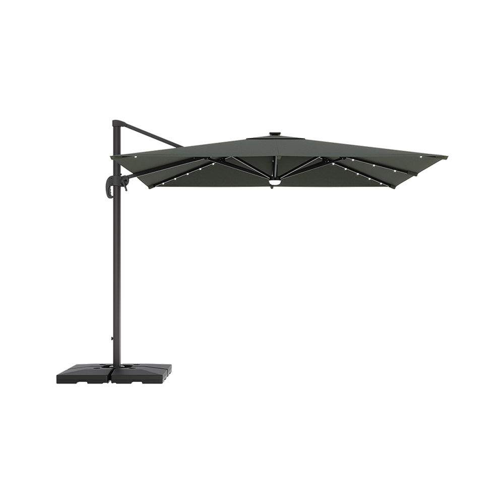 3M Garden Square Cantilever Parasol Umbrella with LED Lights