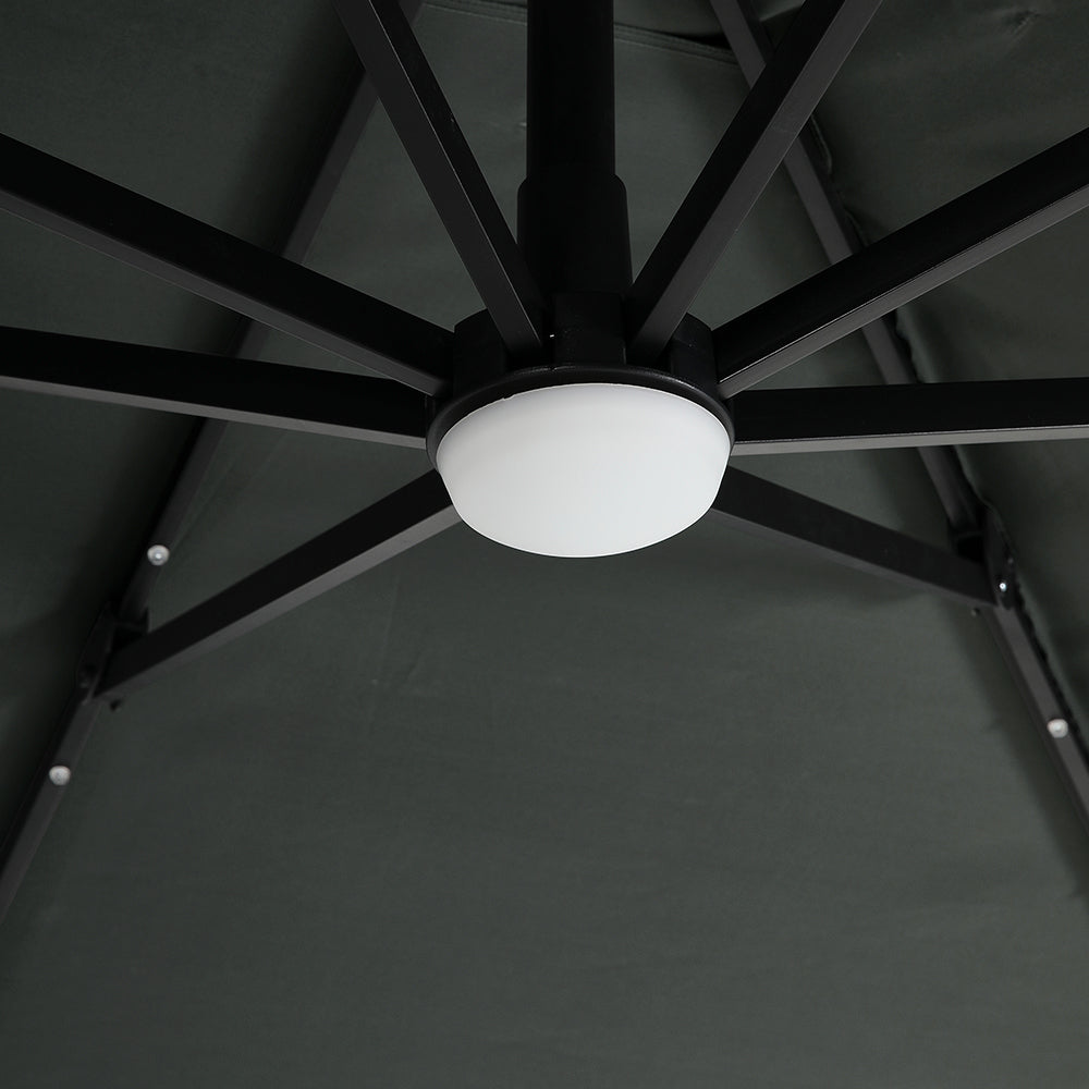 3M Garden Square Cantilever Parasol Umbrella with LED Lights
