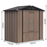 7x4ft metal garden shed external dimensions – width, height, and depth size diagram