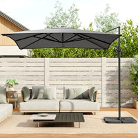 2.5M Grey Garden Cantilever Parasol Umbrella with Base