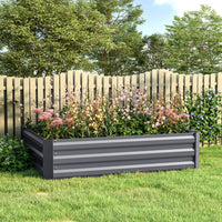 Grey Outdoor Galvanized Steel Square Raised Garden Bed Planter Box (Large) - Spacious and durable planter for larger gardening projects