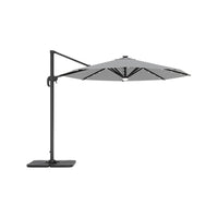 Round Cantilever Garden Parasol Umbrella with Solar Light and Base