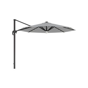 Round Cantilever Garden Parasol Umbrella with Solar Light and Base
