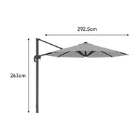 Round Cantilever Garden Parasol Umbrella with Solar Light and Base
