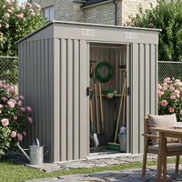 6x4FT Metal Garden Storage Shed with Lockable Sliding Doors