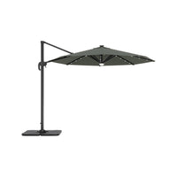 Round Cantilever Garden Parasol Umbrella with Solar Light and Base