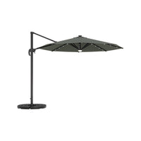 Round Cantilever Garden Parasol Umbrella with Solar Light and Base