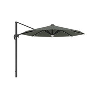 Round Cantilever Garden Parasol Umbrella with Solar Light and Base