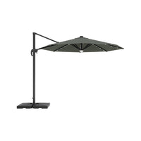 Round Cantilever Garden Parasol Umbrella with Solar Light and Base