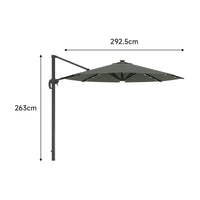 Round Cantilever Garden Parasol Umbrella with Solar Light and Base