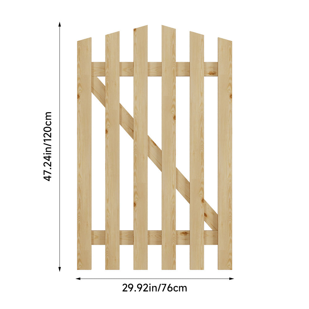 Spruce Wood Garden Gate Arched Top with T Hinges & Door Bolt