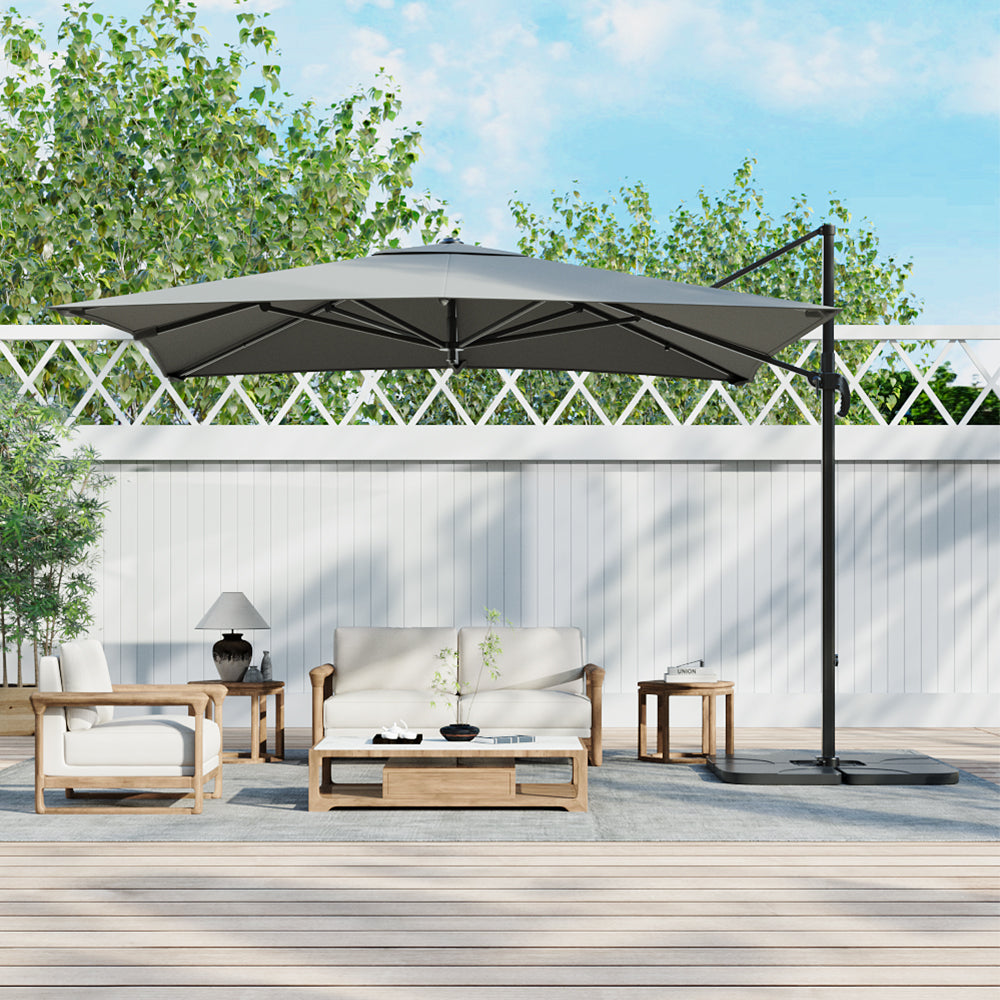 3M Garden Steel Square Cantilever Parasol Umbrella