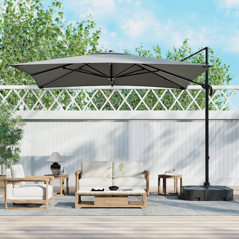 3M Garden Steel Square Cantilever Parasol Umbrella
