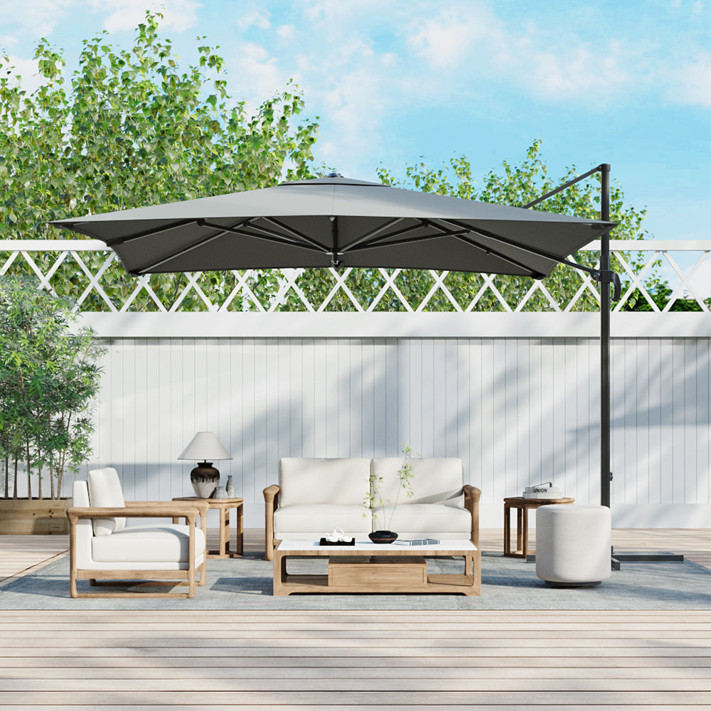 3M Garden Steel Square Cantilever Parasol Umbrella