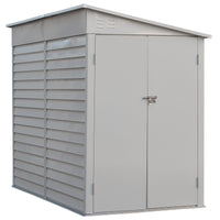 Freestanding White 9x5ft Garden Shed – Metal Storage Unit with Sloped Roof and Lockable Door
