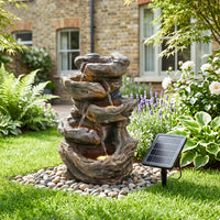 Solar-Powered Water Fountain Tree Stump LED Gardening Decor