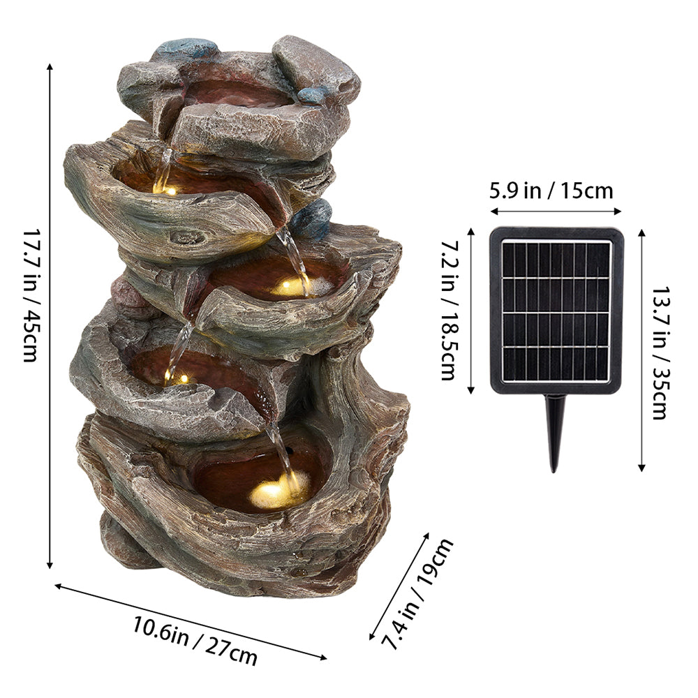 Solar-Powered Water Fountain Tree Stump LED Gardening Decor