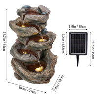 Solar-Powered Water Fountain Tree Stump LED Gardening Decor