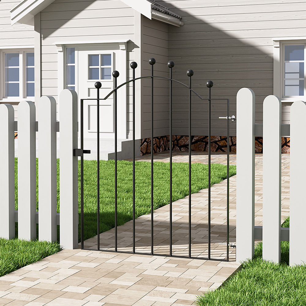 Black Arched Top Metal Lockable Garden Gate