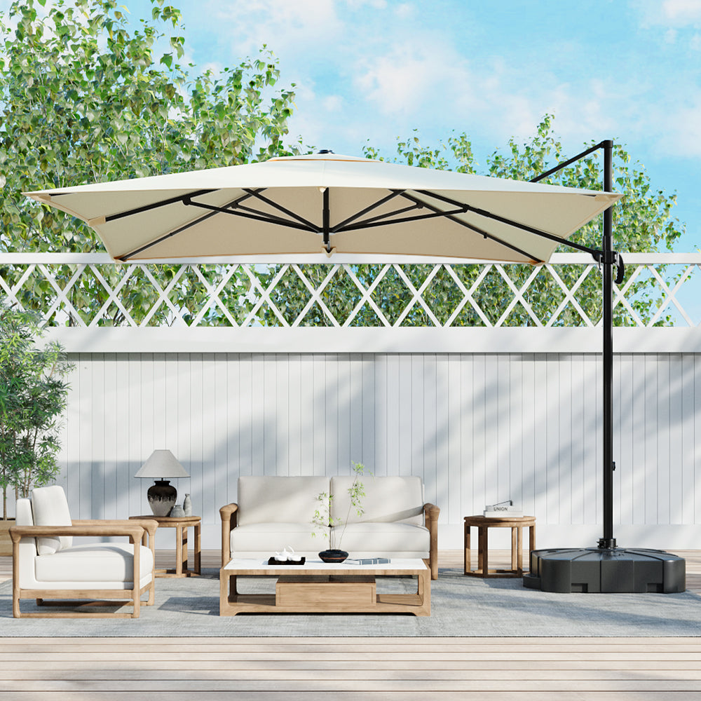 3M Garden Steel Square Cantilever Parasol Umbrella