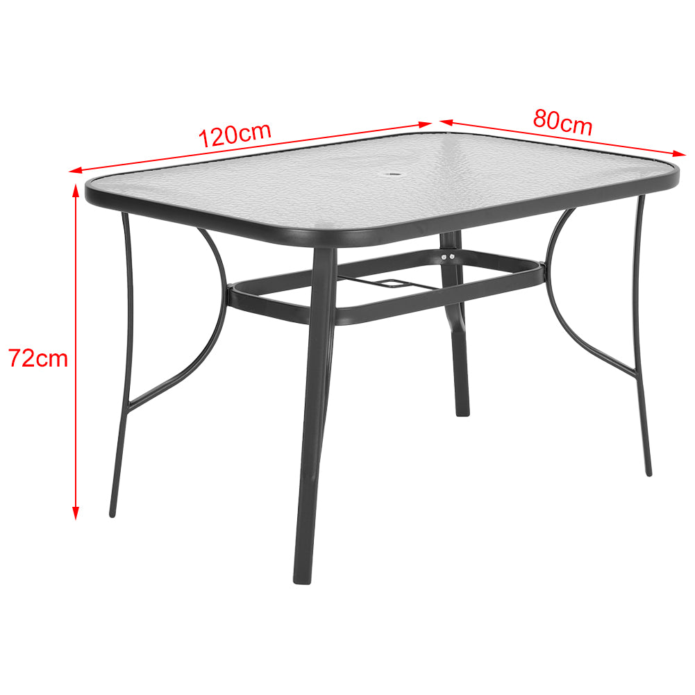 Rectangular Garden Patio Table with Folding Chairs