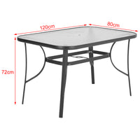 Rectangular Garden Patio Table with Folding Chairs