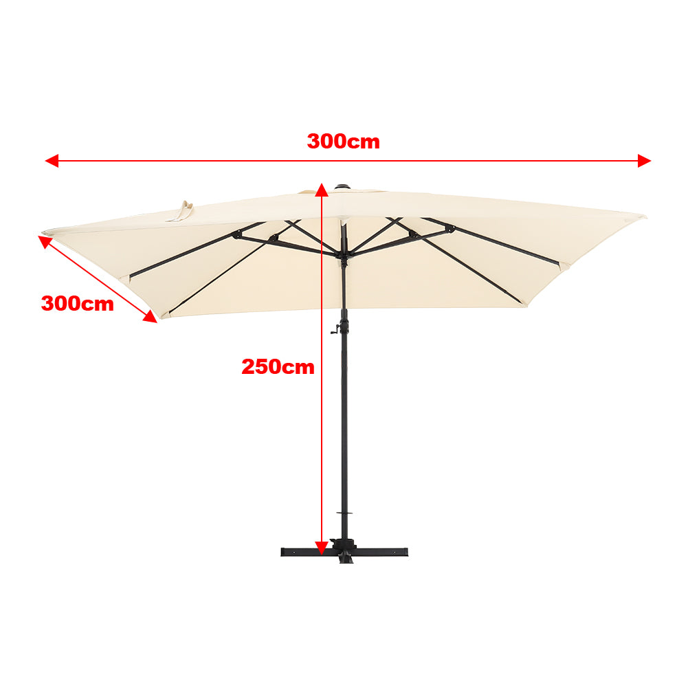 3M Garden Steel Square Cantilever Parasol Umbrella
