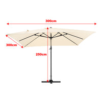 3M Garden Steel Square Cantilever Parasol Umbrella
