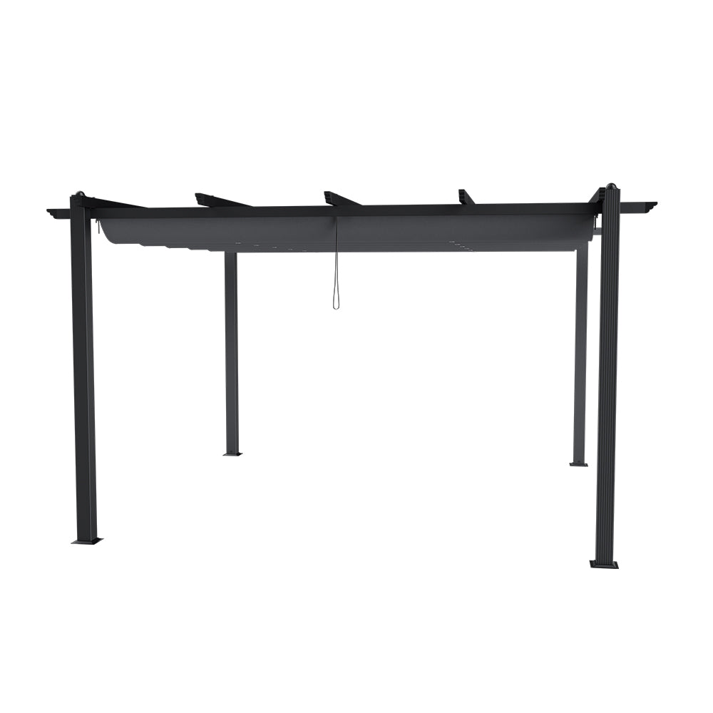3x4m Charcoal Grey Aluminum Pergola with Canopy – Product on White Background