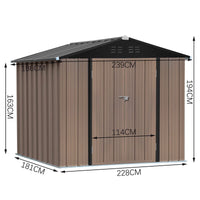 dimension diagram of 8x6ft garden shed - exterior measurements for height, width, and depth